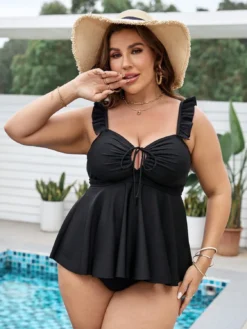 Sexy Solid Color Plus Size Two Pieces Swimsuit -Plus Size Dresses Shop f0526744be3d4fd3