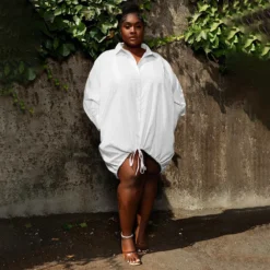 Solid Long Sleeve Loose Drawstring Shirt Plus Size Dress 14 Solid Long Sleeve Loose Drawstring Shirt Plus Size Dress -Plus Size Dresses Shop f0f1cb696c6d8d03