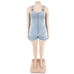 Plus Size Women's Fall Sexy Strapless Wash Denim Jumpsuit -Plus Size Dresses Shop f170f34ced0e0402