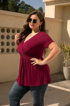 Plus Size Women V-Neck Short Sleeve T-Shirt -Plus Size Dresses Shop f174b2b1dd9594a7