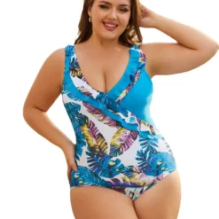 Plus Size Women's Digital Printing Color Block Flying Swimsuit -Plus Size Dresses Shop f17932949e47d5cf