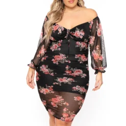 Plus Size Women's Spring Summer Style Chic Slim Printed Ress -Plus Size Dresses Shop f1c81faf34db312e