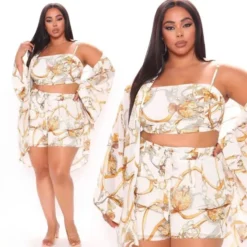 Women's Plus Size Loose Summer Sexy Fashion Casual Three-Piece Shorts Set -Plus Size Dresses Shop f21aaaf19b04cbfc