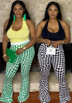 Plus Size Women Casual Geometric Print Bell Bottom Pants -Plus Size Dresses Shop f21d8839cfc11757