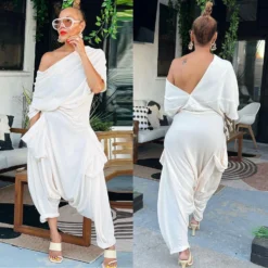 Sexy Loose Plus Size Solid Low Back Jumpsuit -Plus Size Dresses Shop f22c6d86cc6a1e41
