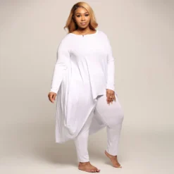 Women Fall/Winter Casual Irregular Long Sleeve Top+ Pants Two Piece Set