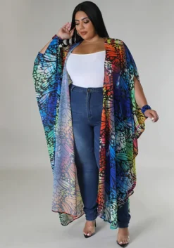 Plus Size Women's Fashion Printed Chiffon Cape Shirt -Plus Size Dresses Shop f3349de8f22ef910