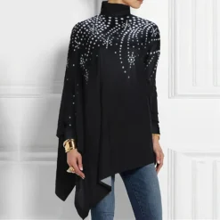 Christmas Women Printed Loose Turtle Collar Casual Irregular Top -Plus Size Dresses Shop f48dcfbf39d4a225