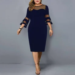 Mesh Patchwork Plus Size Women's Bodycon Dress -Plus Size Dresses Shop f4db22880c52c635