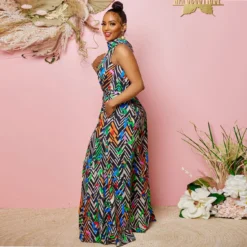 Women Printed Wide Leg Jumpsuit