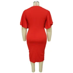 Chic Women's Solid Color V-neck Ruffle Slim Sexy Plus Size Dress 23 Chic Women's Solid Color V-neck Ruffle Slim Sexy Plus Size Dress -Plus Size Dresses Shop f67e686847feaf69