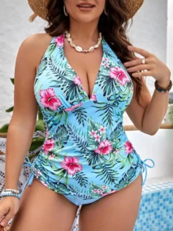 Plus Size Women Printed Swimwear Two Pieces
