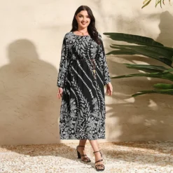 Chic Elegant Printed Loose Long Sleeve Plus Size Dress 14 Chic Elegant Printed Loose Long Sleeve Plus Size Dress -Plus Size Dresses Shop f7493f8724d206a1
