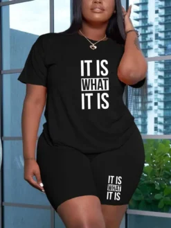 Plus Size Women Short Sleeve Printed Top And Shorts Two-piece Set 11 Plus Size Women Short Sleeve Printed Top And Shorts Two-piece Set -Plus Size Dresses Shop f8fb1854efc0d4ca