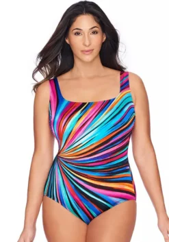 Plus Size Women Active Swimwear Print Backless One Piece Swimwear -Plus Size Dresses Shop f939cbf7c95c07b8