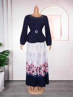 Plus Size African Women Chic Top+ Printed Pleated Skirt Two-piece Set -Plus Size Dresses Shop f989e3602d67165a