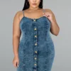 Plus Size Women's Denim Sleeveless Strap Short Dress -Plus Size Dresses Shop f9915f252fd5f935