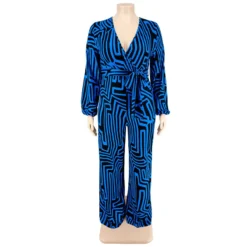 Plus Size Women'S Print Long Sleeve Wrap Wide Leg Jumpsuit -Plus Size Dresses Shop fa13830d11224742
