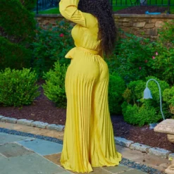 Summer V-Neck Sexy Lace-Up Pleated Wide Leg Plus Size Jumpsuit -Plus Size Dresses Shop fa25cc23e6618a59