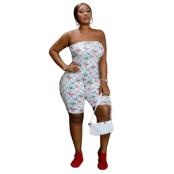 Printed Strapless Bodysuit Set -Plus Size Dresses Shop face7b2382b1d5a4