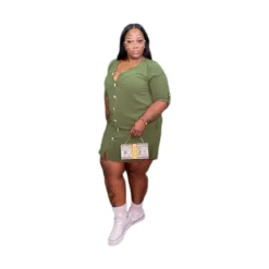Plus Size Women Solid Loose Pocket Dress -Plus Size Dresses Shop fb3de1d7d7ae8944