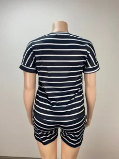 Fashion Plus Size Round Neck Casual Loose Comfort Striped Two Piece Shorts Set -Plus Size Dresses Shop fb8a29a60d9265bb