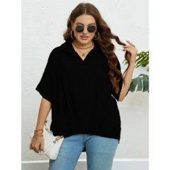 Women's Summer V Neck Slim Fit Half Sleeves Plus Size Top -Plus Size Dresses Shop fbcc8330d373f892