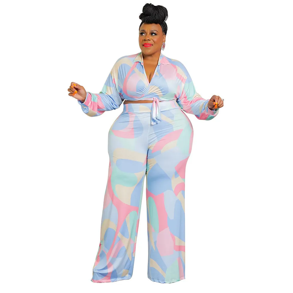 Women's Fall Fashion Print Lace-Up Shirt Collar Trousers Street Casual Outfit 13 Women's Fall Fashion Print Lace-Up Shirt Collar Trousers Street Casual Outfit - Image 11