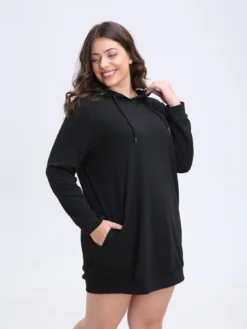 Plus Size Women's Solid Color Long Casual Hoodies -Plus Size Dresses Shop fc78d3026bcf3110