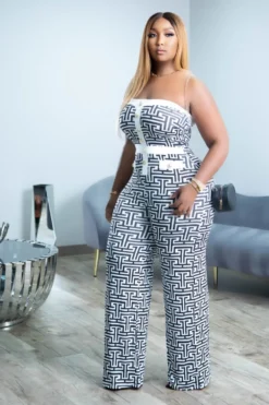 Plus Size Women Fake Button Strapless Print Jumpsuit -Plus Size Dresses Shop fdb2c8be9c05115c