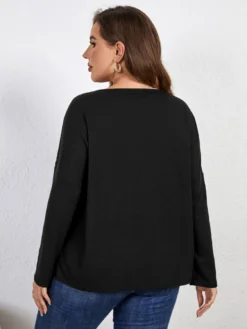 Trendy Chic Leopard Print Long Sleeve Round Neck Plus Size Top Women