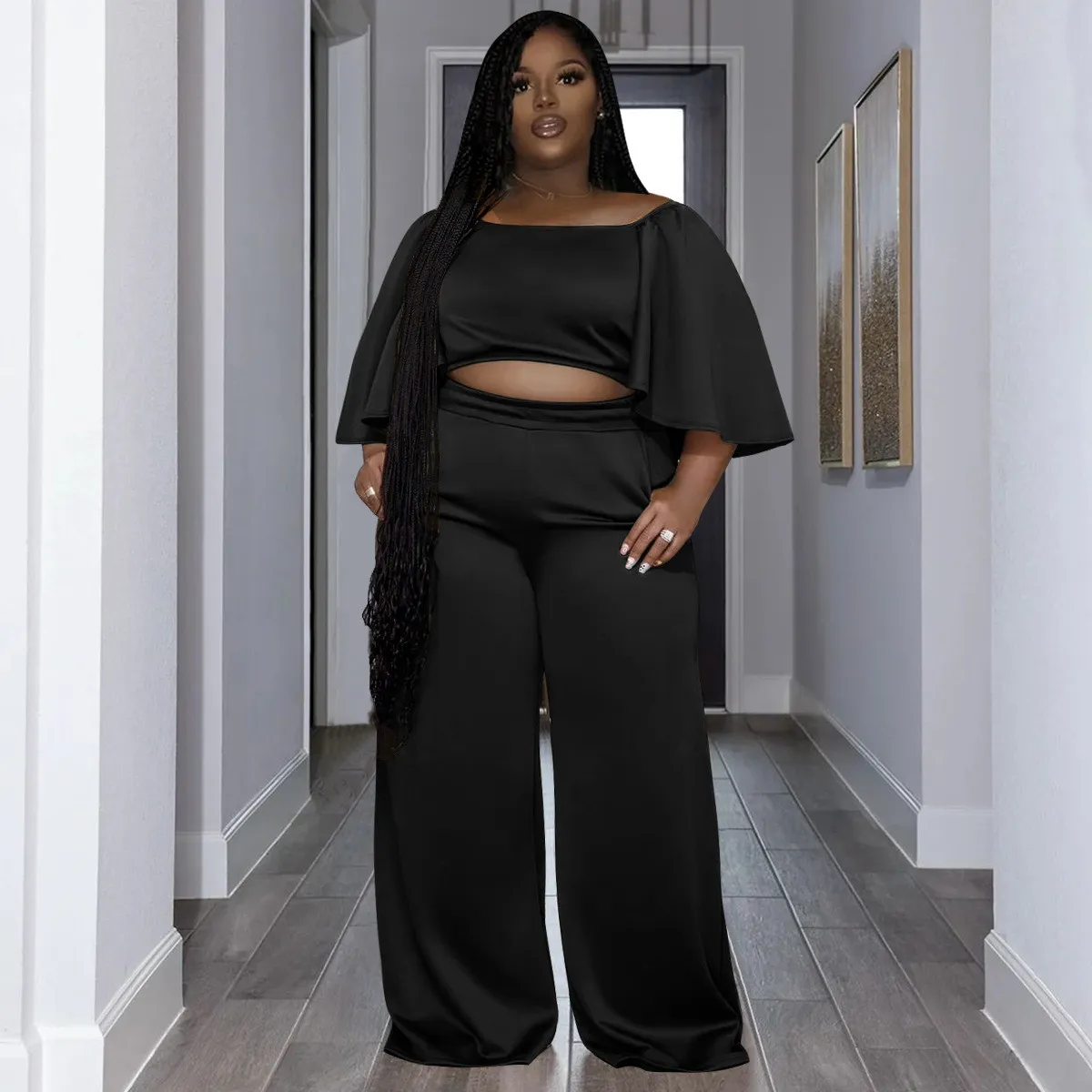 Plus Size Women Summer Short Sleeve Top And Pants Casual Two-Piece Set 21 Plus Size Women Summer Short Sleeve Top And Pants Casual Two-Piece Set - Image 19
